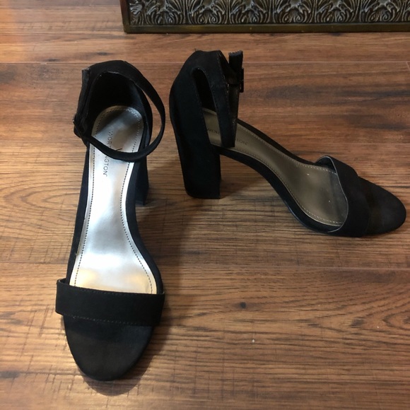 black single strap heel